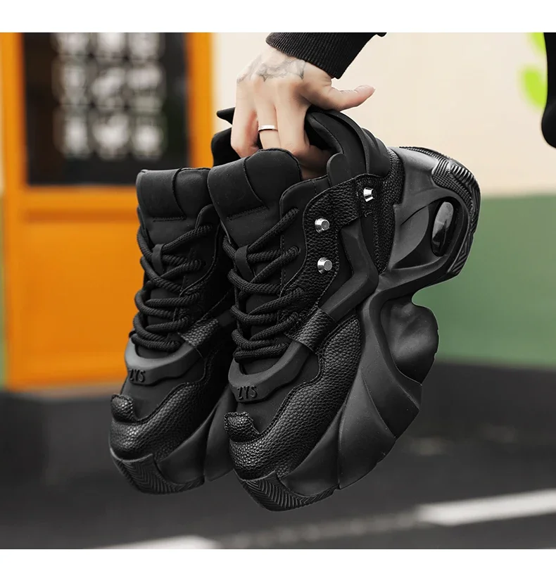

Fipatbu Men's Black Casual Sneakers Comfortable Platform Shoes Men Designer Height Increasing Sneakers Men Thick-Soled Shoes