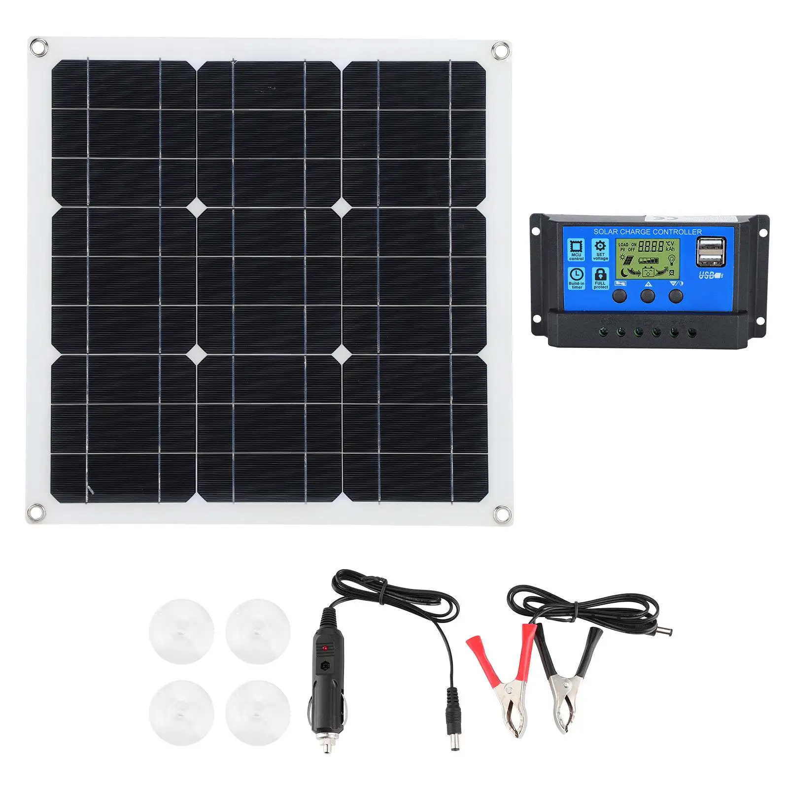 

Portable Solar Panel Charger 420x420mm with Controller - Outdoor Camping and Hiking Photovoltaic Charger