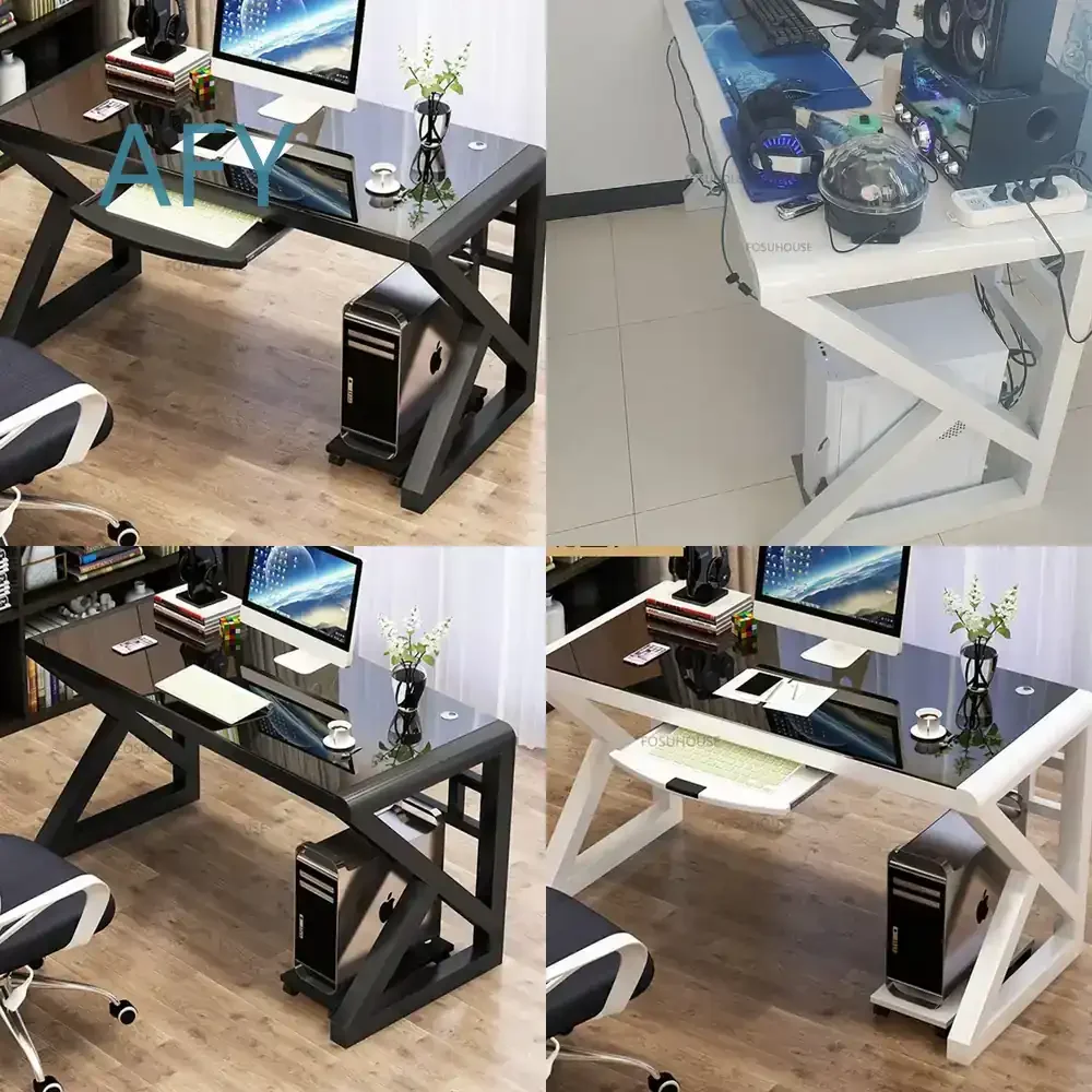 Modern Tempered Glass Esport Tables for Office Furniture for Gaming Desk for Computer Desk for Home Office for Study Desk for