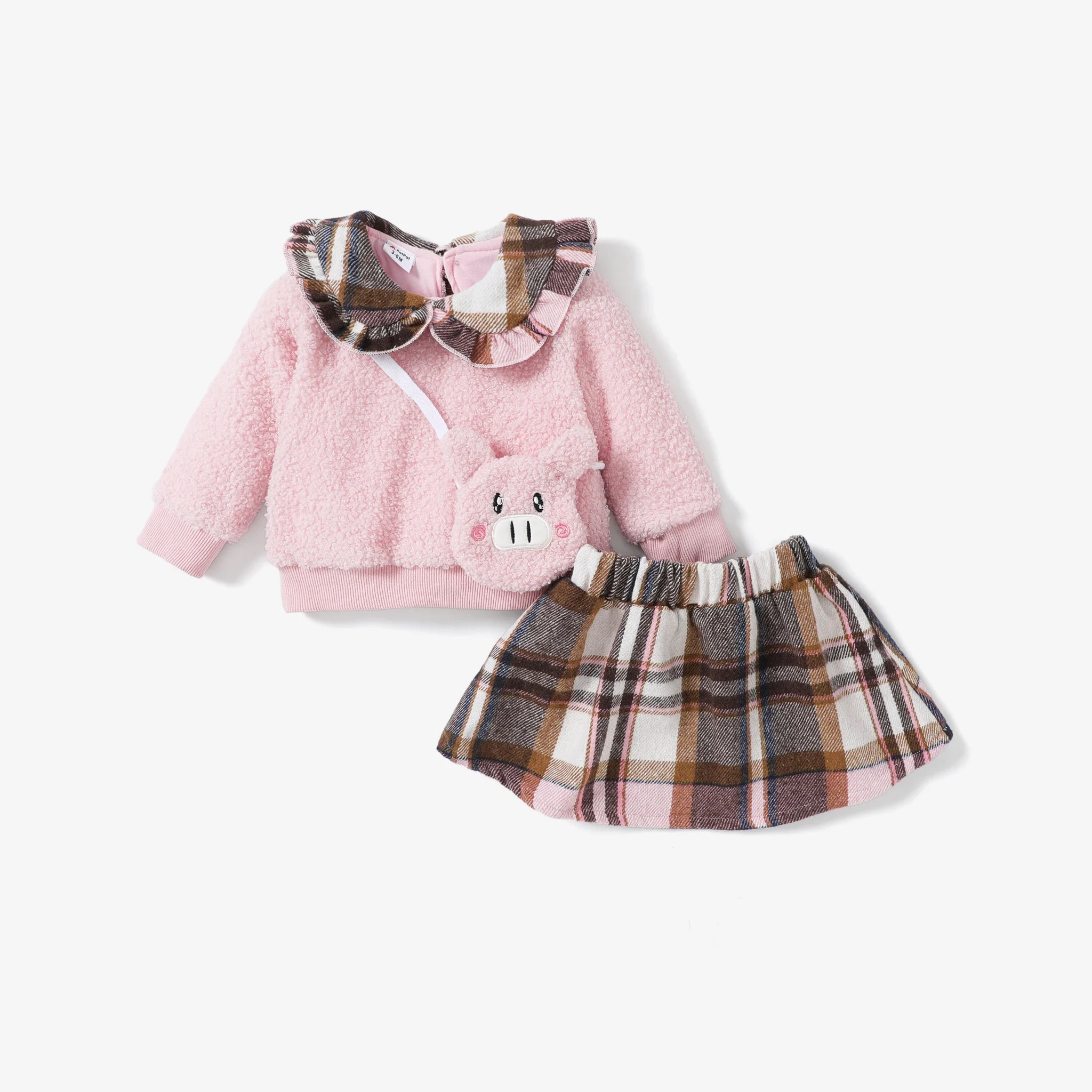 PatPat Sweet Baby Girl Dress Set in Medium Thickness Fabric Stitching and Long Sleeves Color blocking / splicing Sweet