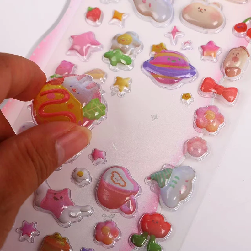 Pegatinas de papelería para diario 3D, pegatina para álbum de recortes, decoración para diario, decoración divertida y dulce, helado, mascotas, gota TMZ