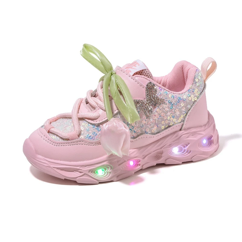 Кроссовки Детские 2026 Autumn New Kids Sneakers Comfort Anti Slip Girls' Casual Shoes Simple Versatile Child Luminous Shoes