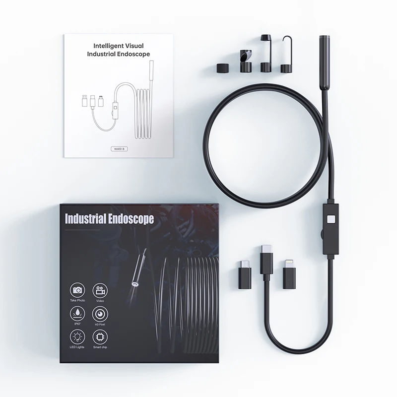 

W400 ANESOK USB 3 in 1 USB Industrial Endoscope Camera with IP67 Waterproof 8 Adjustable LED 8mm Lens