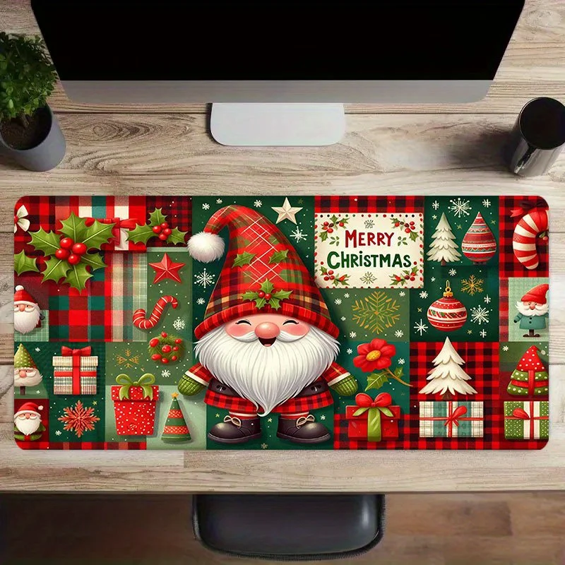 

Extra-large gaming mouse pad with an anti-slip rubber base and Christmas checkered pattern is suitable for office and home use
