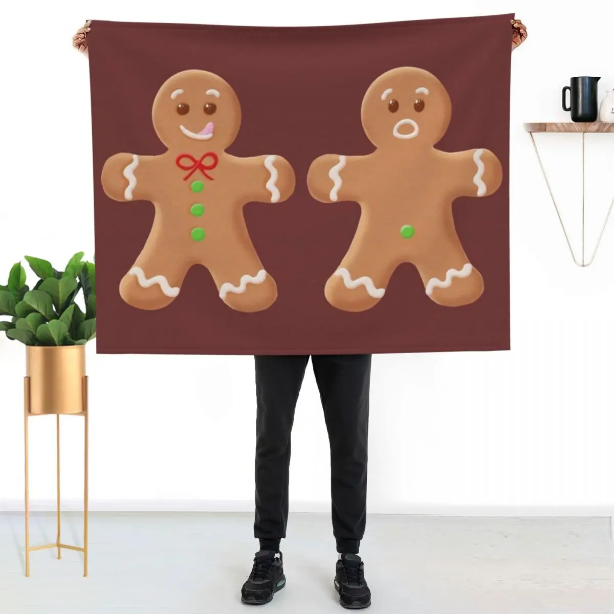Gingerbread man Throw Blanket All Season Lightweight Soft Blanket for Bed