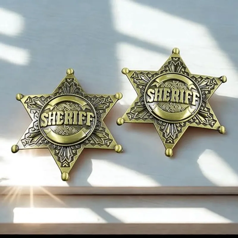 Sheriff Metal Police Badges Pins, Western Deputy Star for Cowboy Party Decoration, Dress-Up Badge, Birthday Pin Decorations.