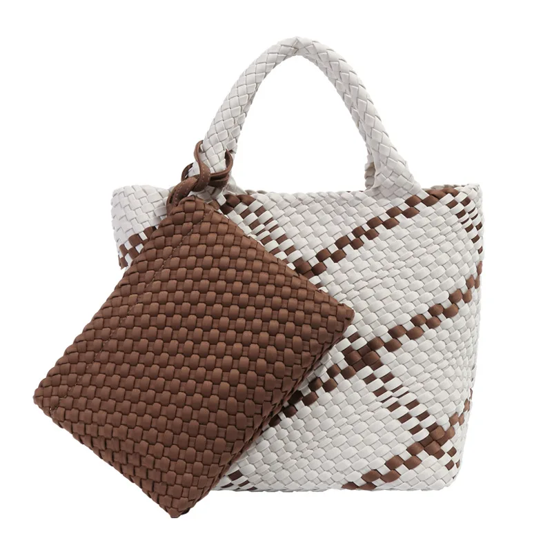 Casual Large Capacity Woven Bag Women Neoprene Versatile Top-handle Tote Bags Mixed Colors Armpit Handbag F249-1