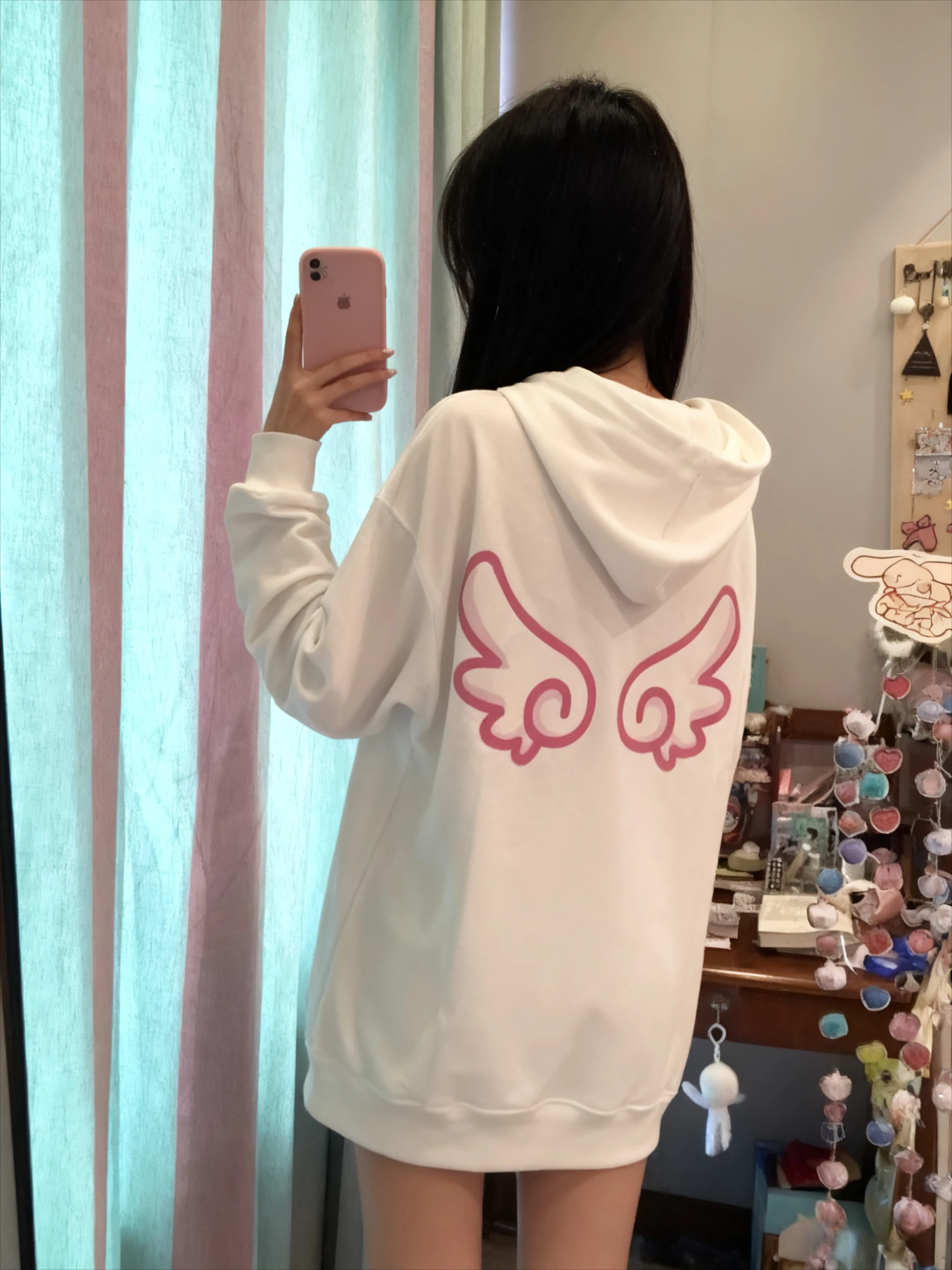 

Pink Wings Graphic Print Autumn and Winter Men's and Women's Hoodies Casual Loose Outdoor Street Sports Training Brand Fashion