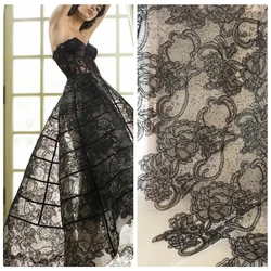 Hollow Out Embroidery Lace Fabric for Evening Dress Gowns Black, Off White 1 Meter 2022