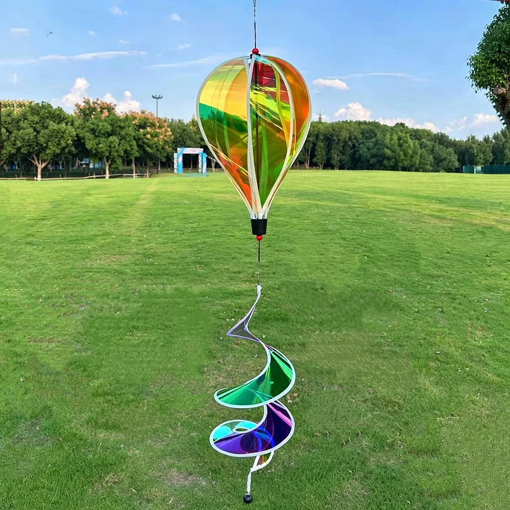 New Plastic Hot Air Balloon Spinner Rainbow Colors Multistyles Color-changing Film Wind Spinners Rotating Windmill