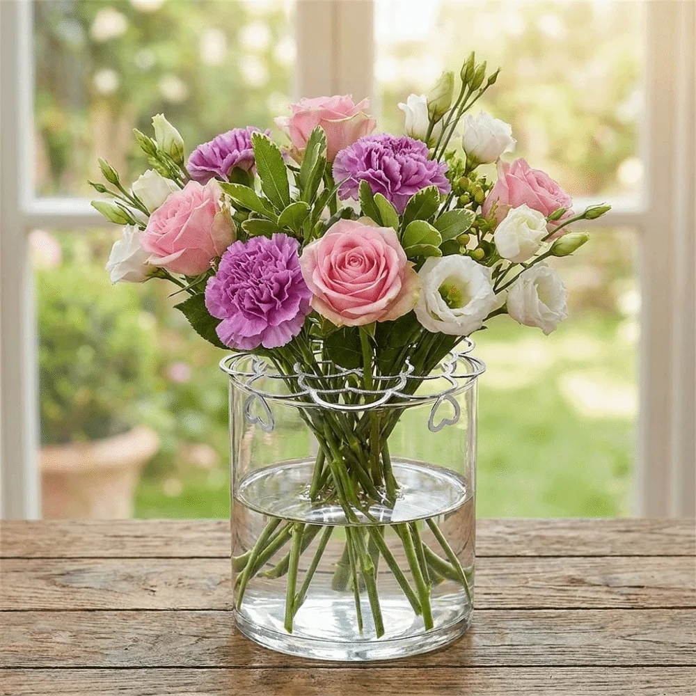 Stainless Steel Vase Flower Fixing Artifact Hollow Out DIY Flower Arrangement Helper Foldable Flowers Stem Holder Party