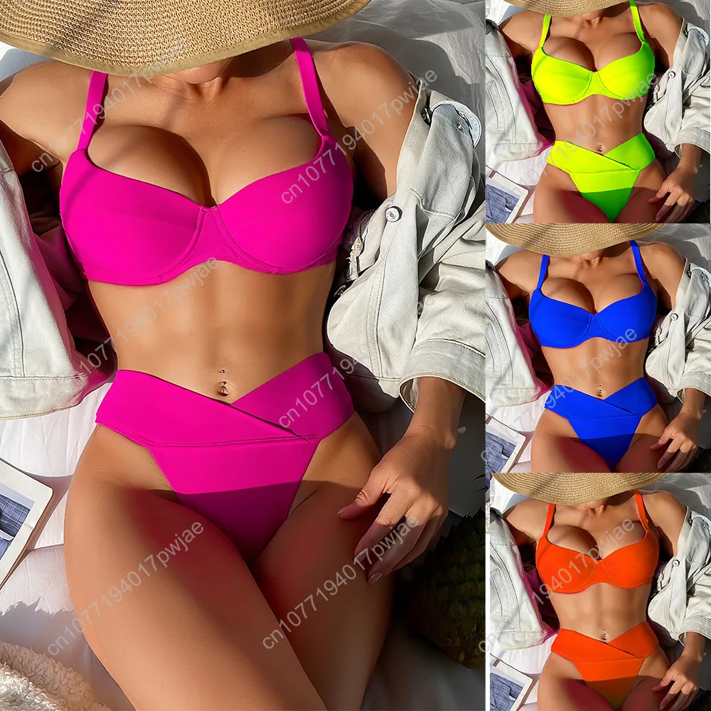 

bikini solid color swimsuit sexy split swimsuit