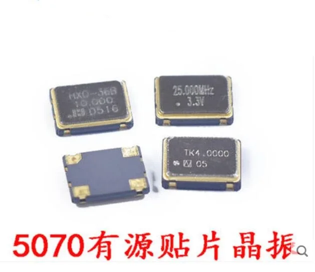 

5pcs Active Crystal Oscillator 4/6/8/10/12/16.384/20/24/25/30/40/50/80/125/32.768/11.0592/4.9152/22.1184/MHZ/M 5X7MM 5070 4PIN