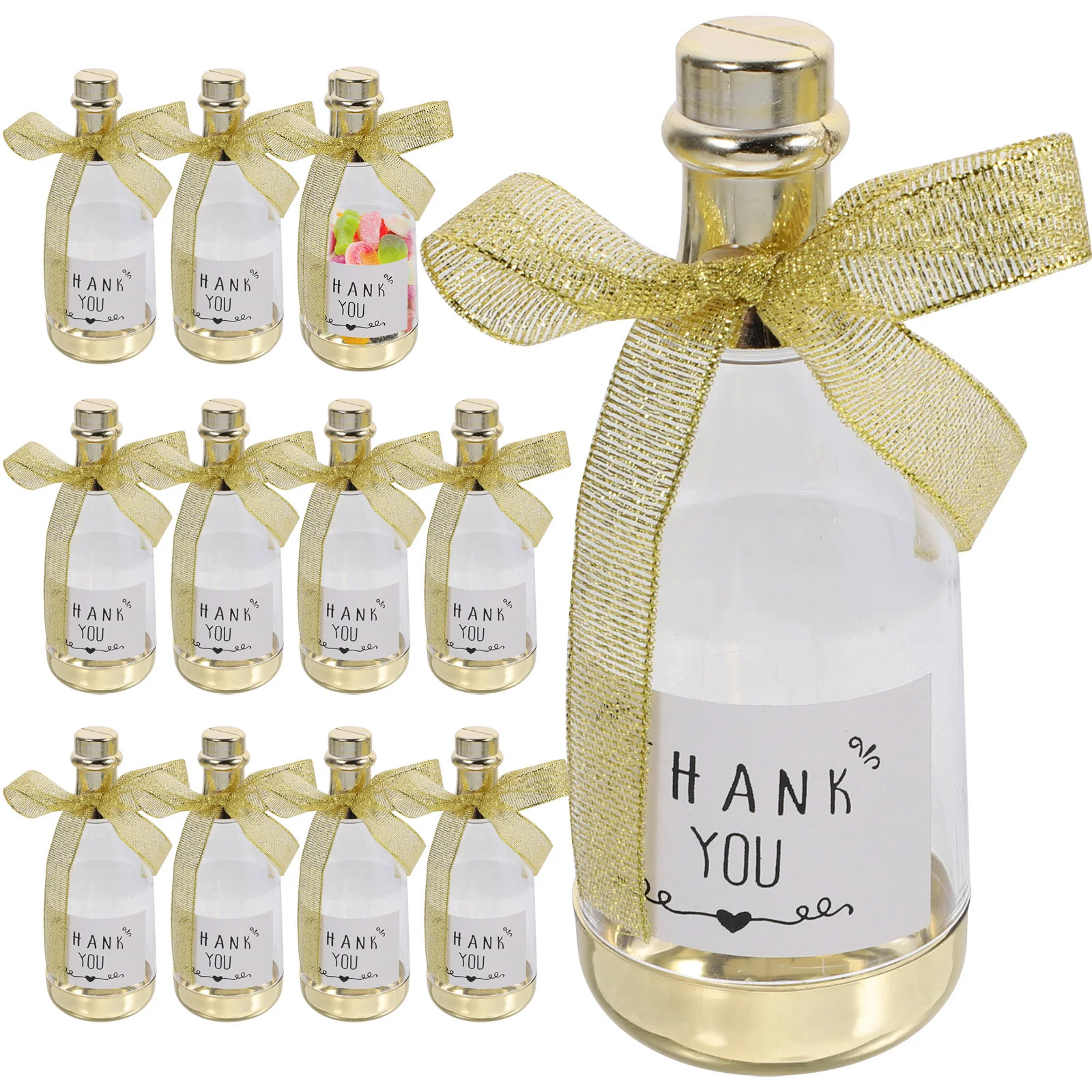 

Small Champagne Bottles With Bows Plastic Party Favor Candy Box Container For Wedding Bridal Baby Shower Birthday Party