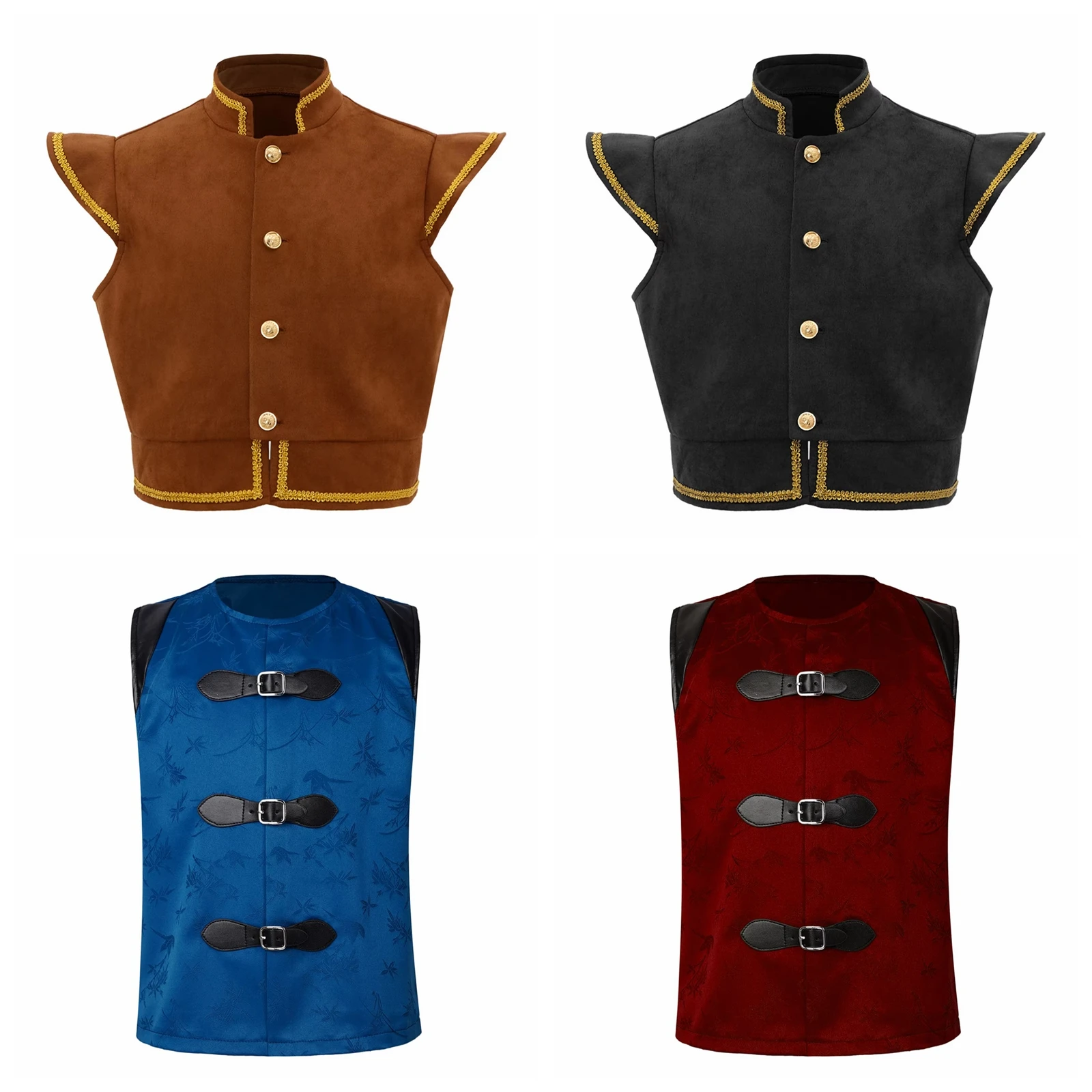 Faux Suede Vest for Halloween Costumes Kids Western Cowboy Boys Vests Medieval Renaissance Costume Waistcoats Gothic Waistcoat