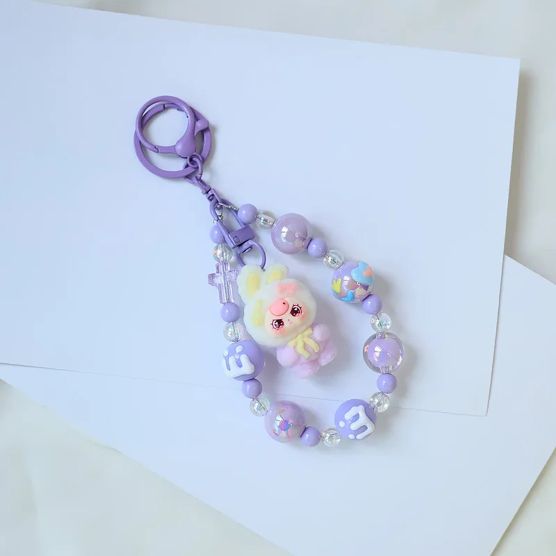 Kawaii Mini Rabbit Baby Keychain Cartoon Creative dimensional Doll Students Schoolbag Pendant Car Key Chain Women and Men Gifts