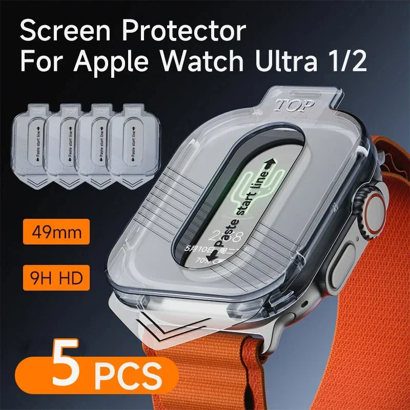5Pack High Definition 9H Tempered Glass Smartwatch Screen Protector for Apple Watch Ultra 2 49mm Smart Accessories iwatch 49 mm