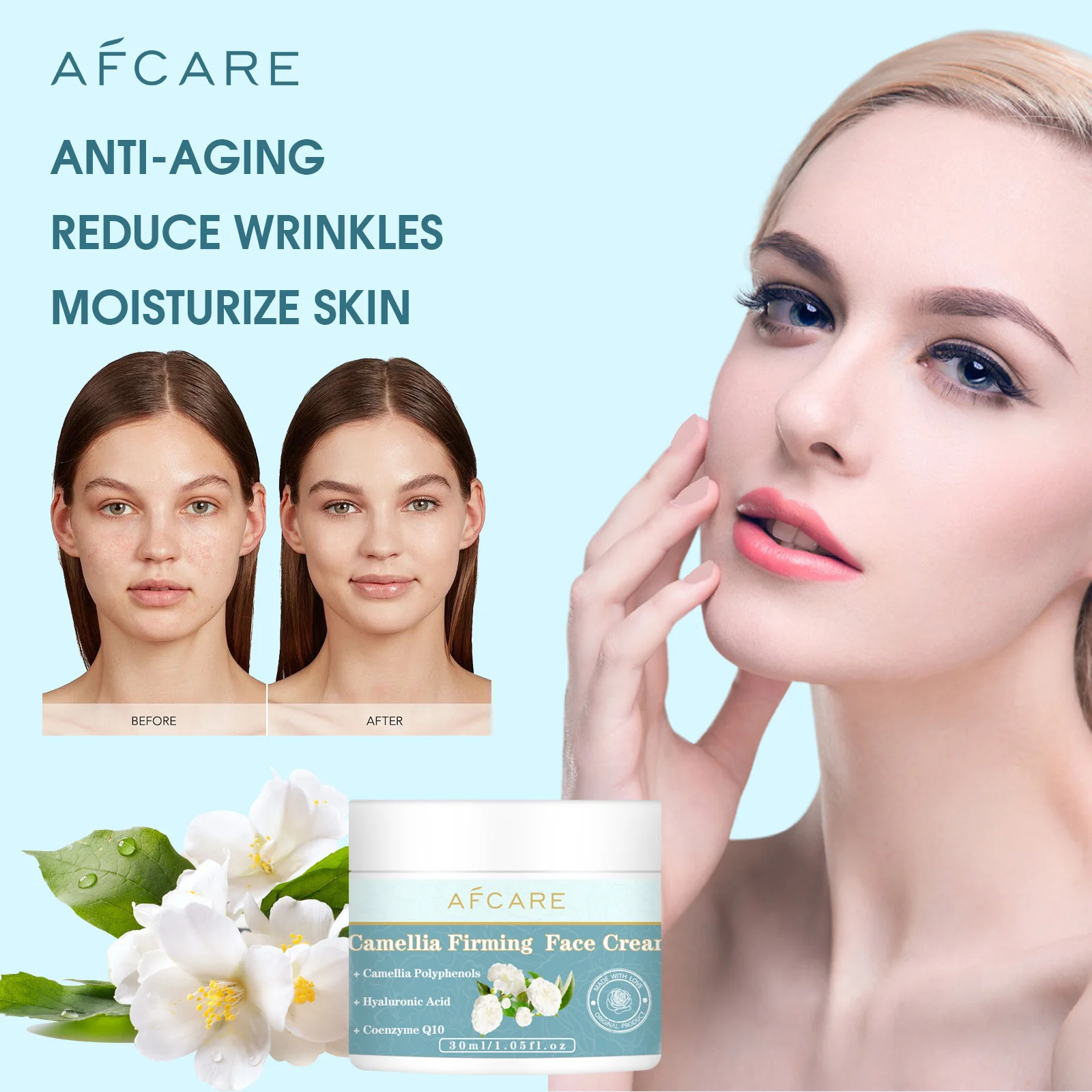 

Camellia Firming Face Cream Anti Wrinkle Essence Reduce Fine Lines Moisturizing Easily Absorbed Coenzyme Q10 Anti Aging Skincare