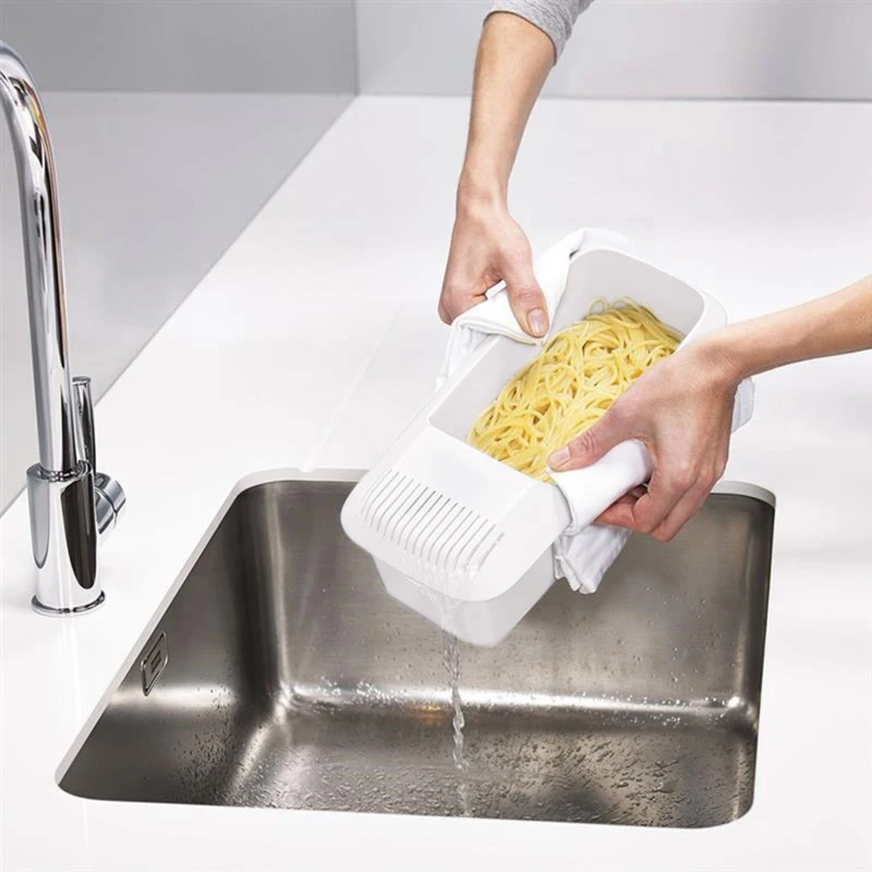 Olla para Cocinar Pasta y Fideos en Microondas con Colador, Vaporera de Verduras y Espaguetis de Plástico Ecológico, Apta para Lavavajillas, Accesorios de Cocina, Nuevo