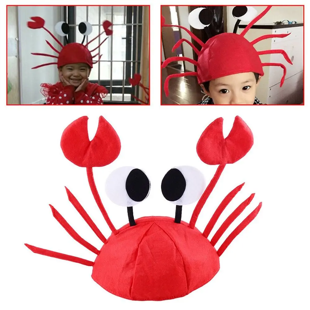 

Funny Cartoon Performance Props Crab Hat Party Accessory Felt Sea Animal Cap