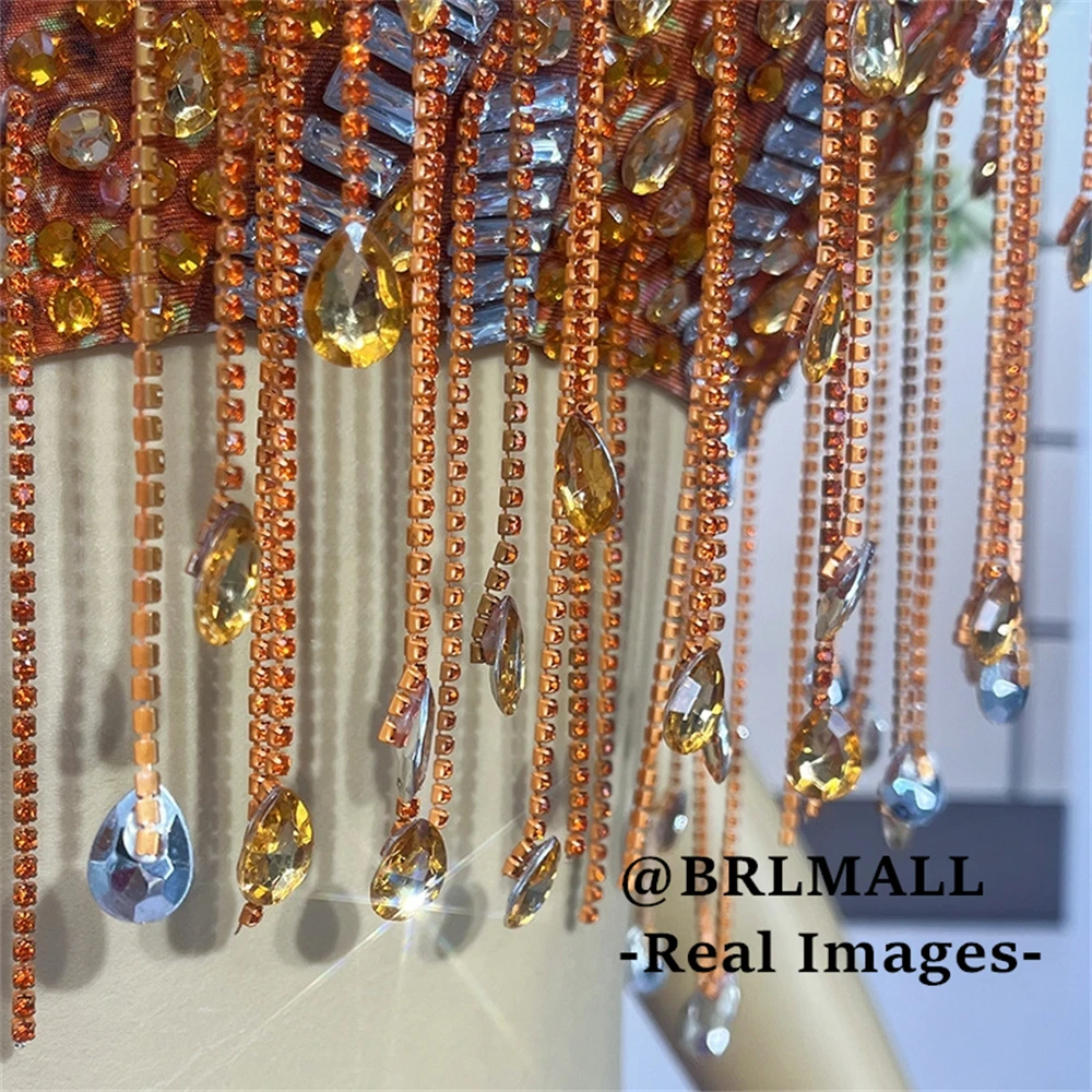 Promi-Abschlussballkleid für Damen mit Kristallen, Quaste, zweiteilig, kurze Partykleider, Tank-Ärmel, schillerndes formelles Kostümkleid