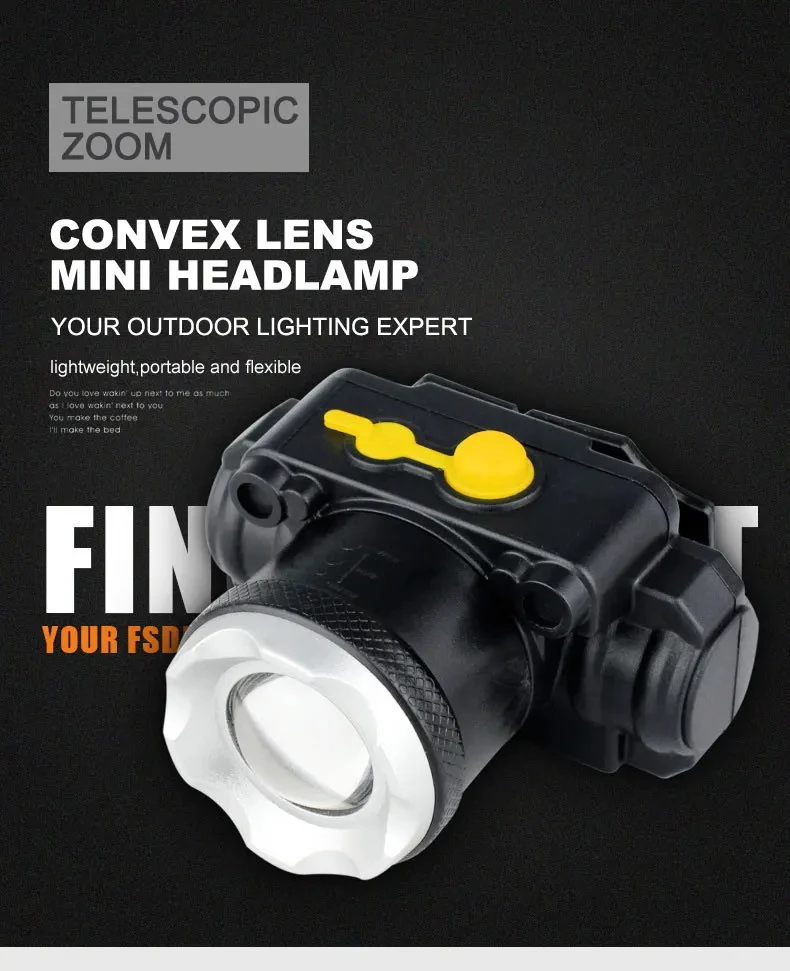 Induction headlight for night fishing, rechargeable strong light LED head mounted work light, portable mini