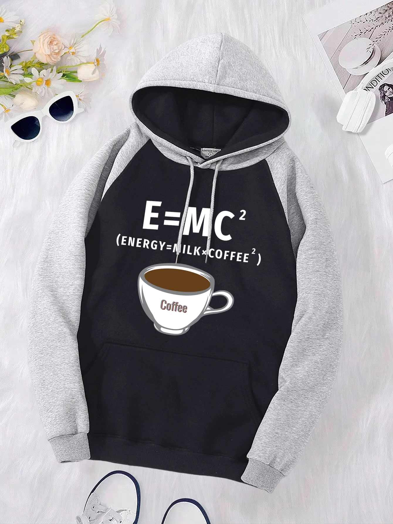 Sweats à capuche Leurs lan multicolores pour femmes, sweat à capuche Smile, pulls de poche assortis, dimension ey = Milk X Coffee, automne, Y2K