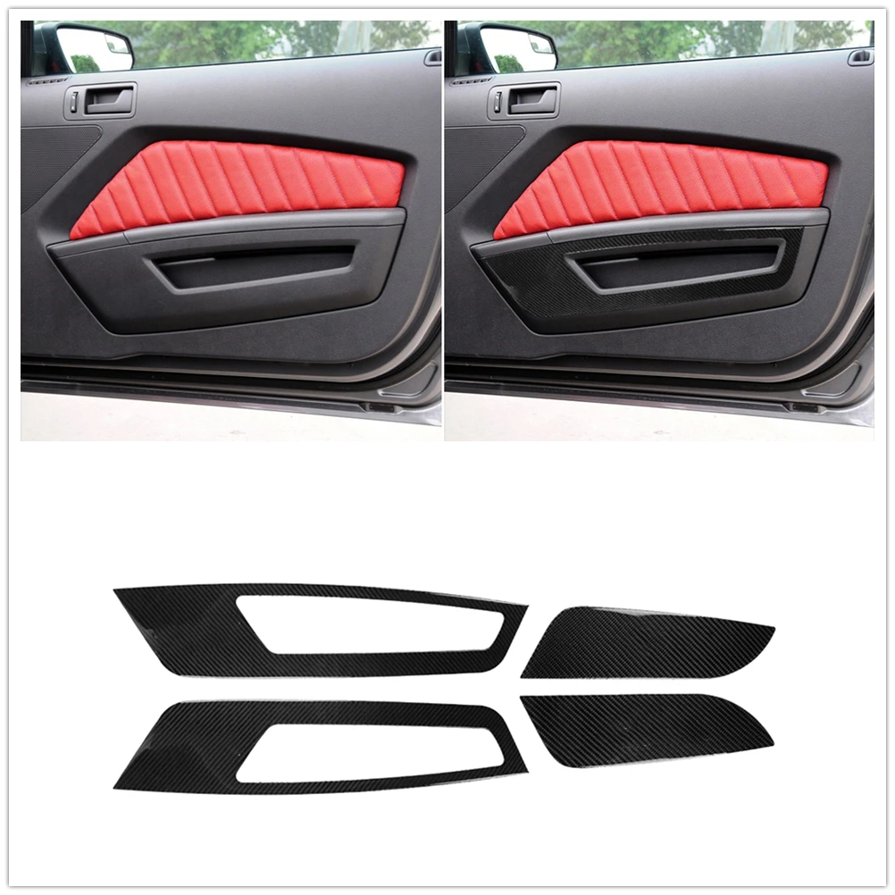 

For Ford Mustang 2009-2014 Real Carbon Fiber Interior Door Bowl Handle Panel Cover Trim Decorative Sticker Frame