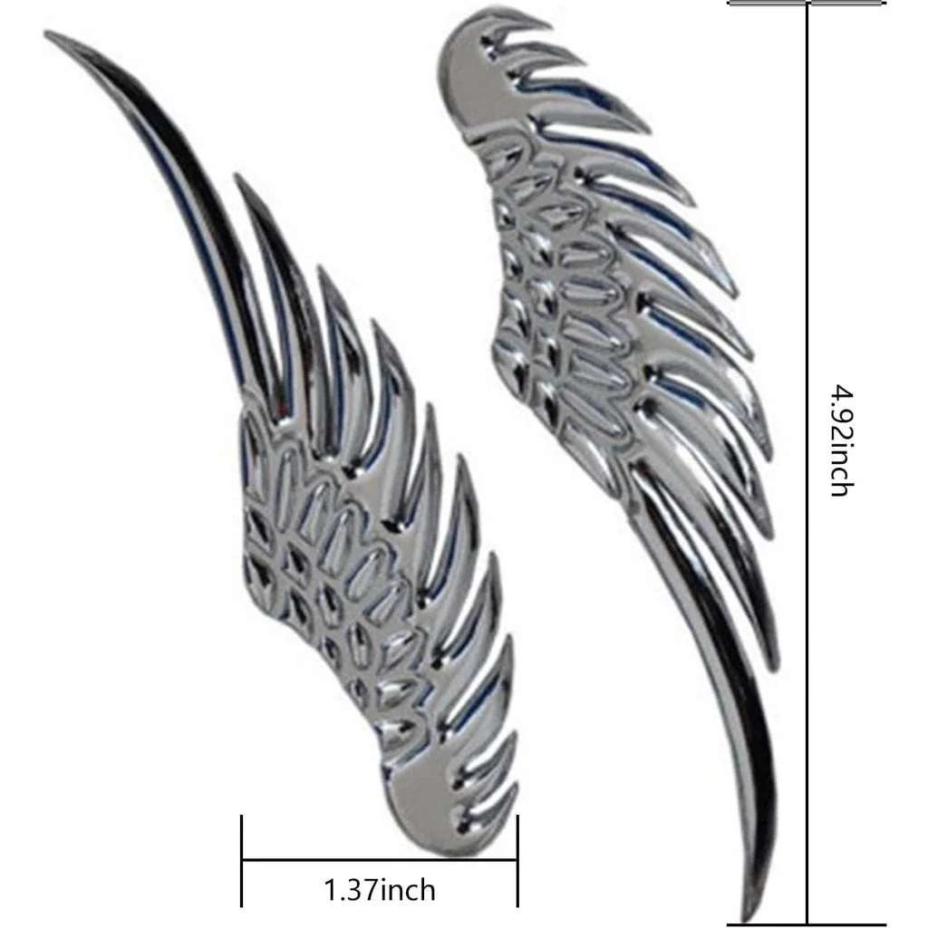 Car Auto Motorcycle Body Sticker 3D Eagle Angel Wings Badge Style ABS Decals Silver Exterior Accessories