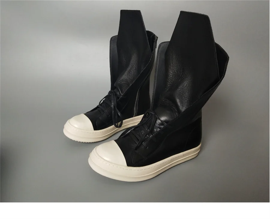Botas de hip hop de rua alta ao ar livre de língua longa Rric de couro real de fábrica artesanal