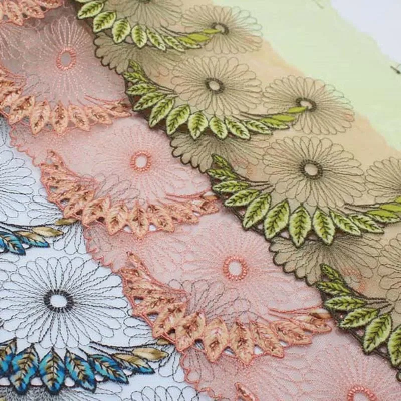 

31Yards Yellow Blue Embroidered Lace Trim For Sewing Accessories Bra Wedding Dress Lingerie Decor 23cm Wide