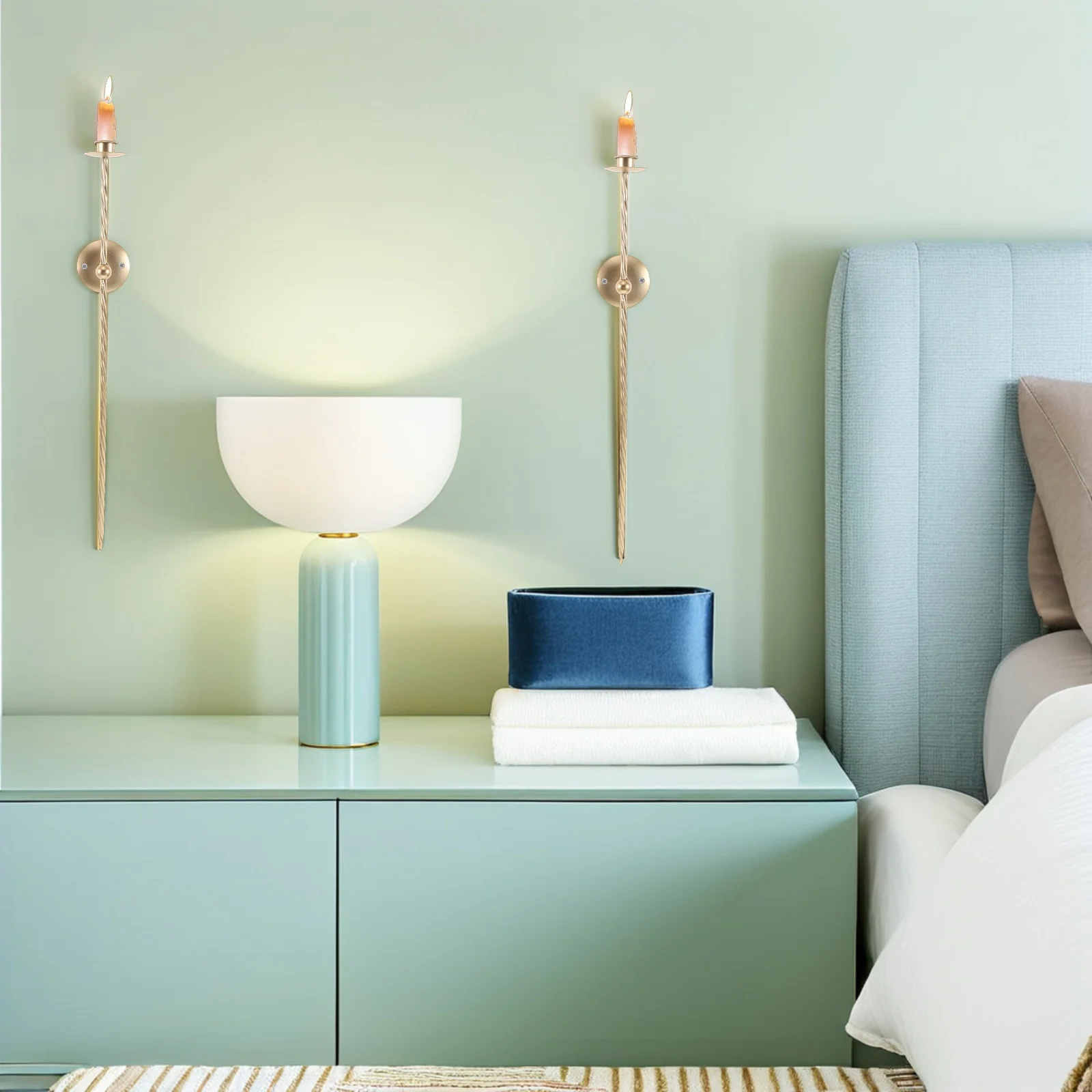 

2pcs Wall Mounted Sconces Art Holder Vintage Metal Pillar Stand For Living Room Bedroom Bathroom Entryway