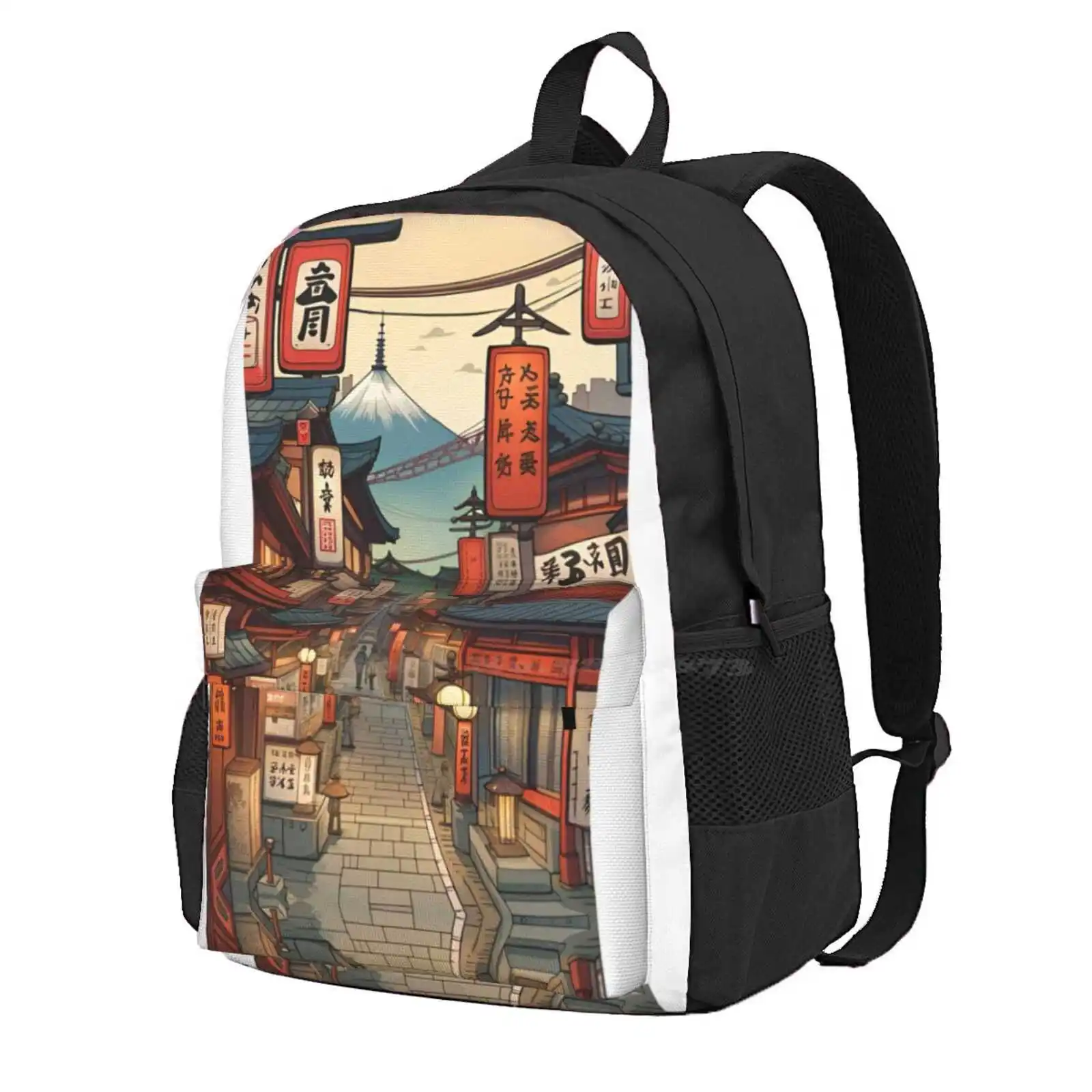 Japan Town Hot Sale Schoolbag Backpack Fashion Bags Japanese Cute Anime Kawaii Manga Retro Vintage Aesthetic Ramen Red Tumblr