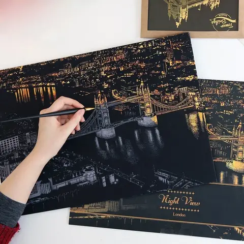 Paris\London\Las Vegas\Florence\Seoul\Hamburg ew York\Hong Kong Posters city Night View Scratch off Maps Wall Painting h6