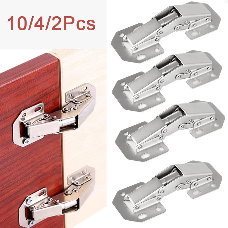 10/4/2PCS 90 Degree Cabinet Hinges No-Drilling HoleHydraulic Buffer Hinge Kitchen Cabinet Cupboard Hinges Furniture Hardware