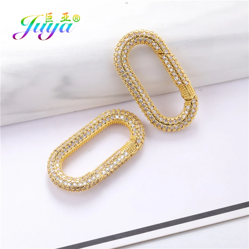 Juya 18K Gold Plated Decorative Pendant Fasteners Carabiner Screw Bolt Clasps Accessories For DIY Fashion Punk Jewelry Making