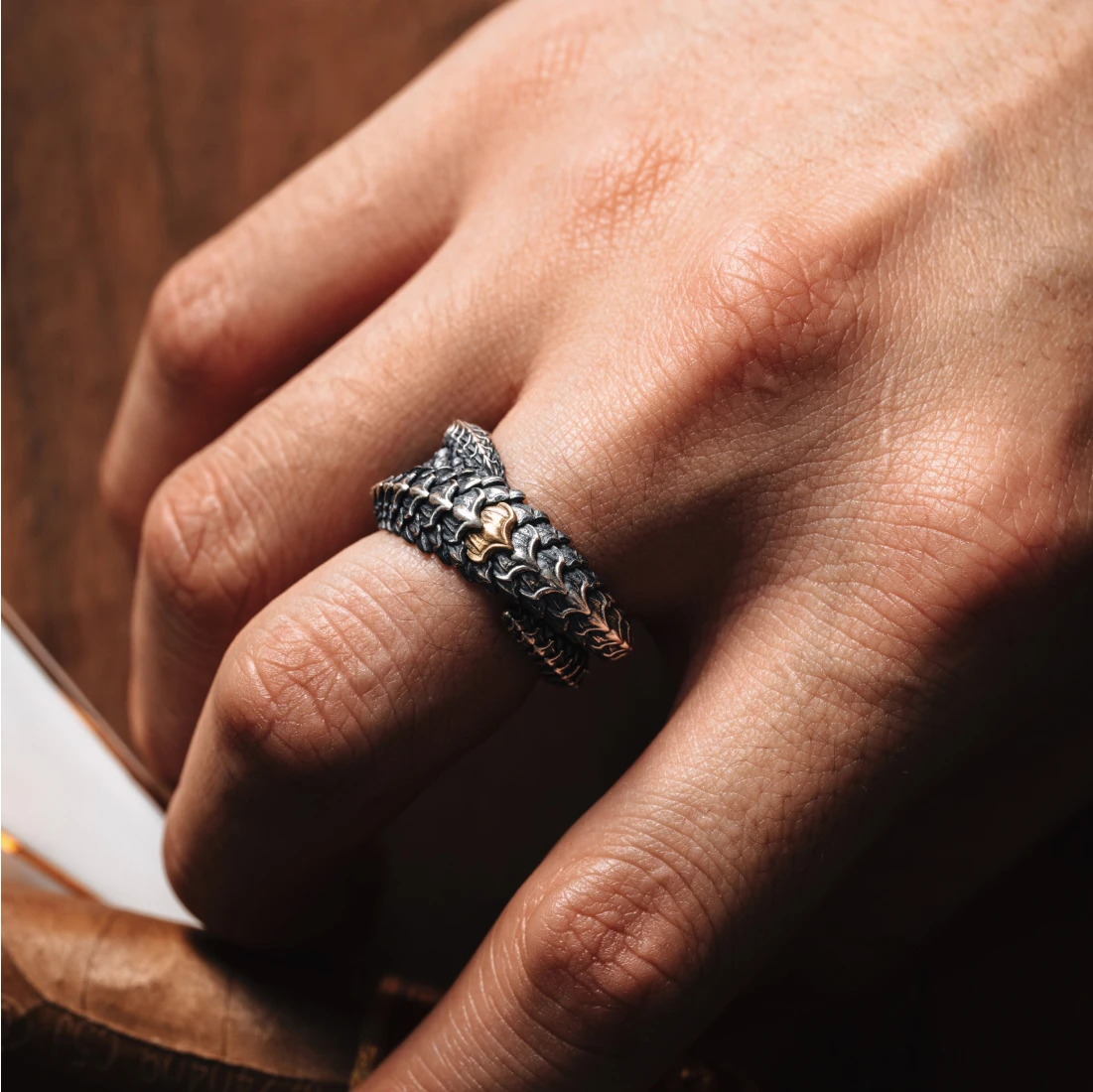 COPPERTIST.WU Dragon Scale Ring 2.0 925 Sterling Silver Ring Dragon Rings Open Ring Aesthetic Jewelry Gift for Men Women