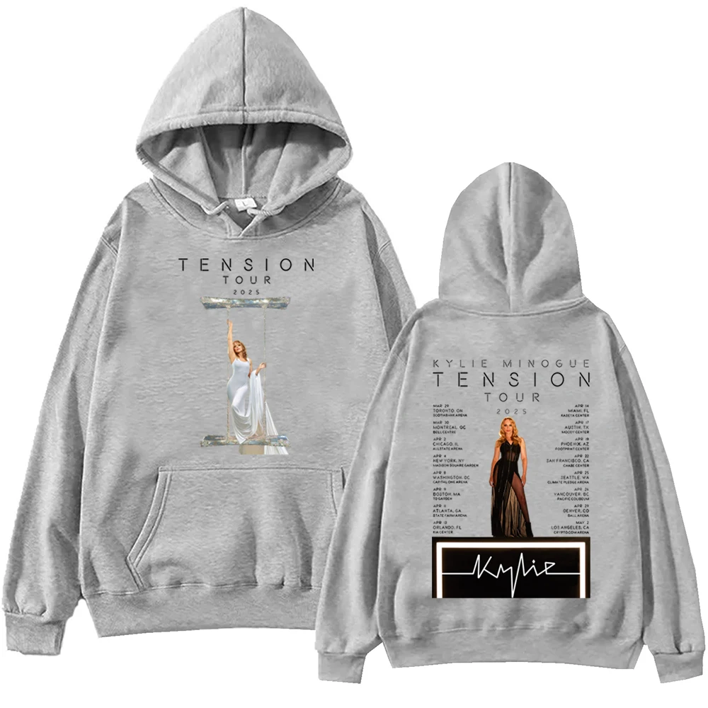 2025 Kylie Minogue Tension World Tour Hoodie Harajuku Hip Hop เสื้อสวมหัวเสื้อกันหนาว