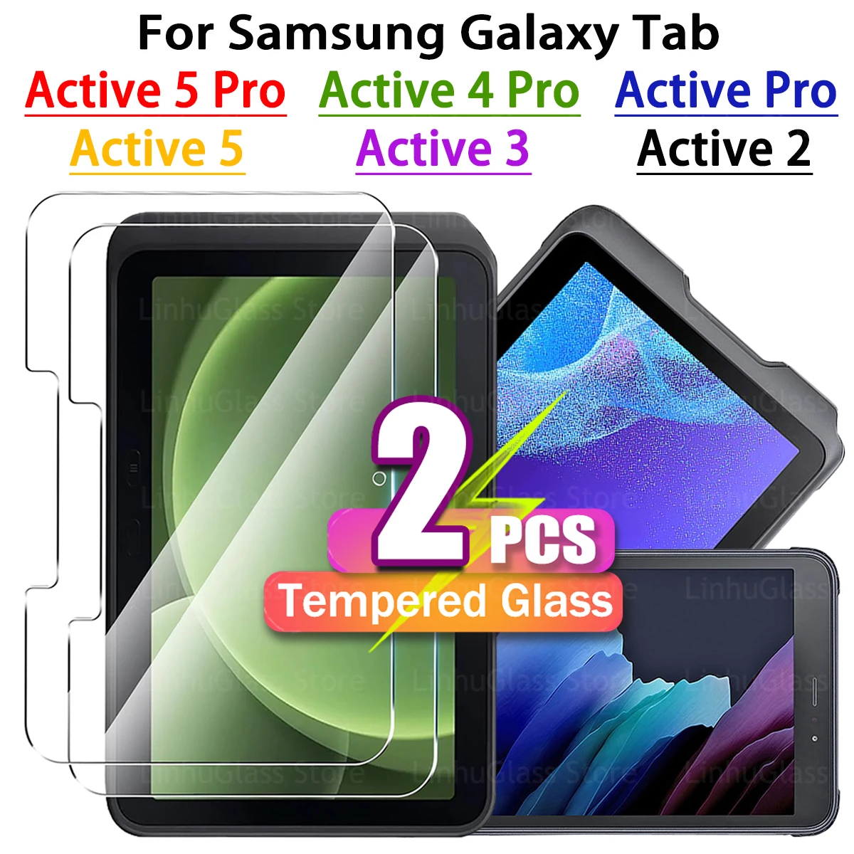 2Pcs Screen Protector Tempered Glass Film for Samsung Galaxy Tab Active 5 4 Pro Active 3 2 8.0