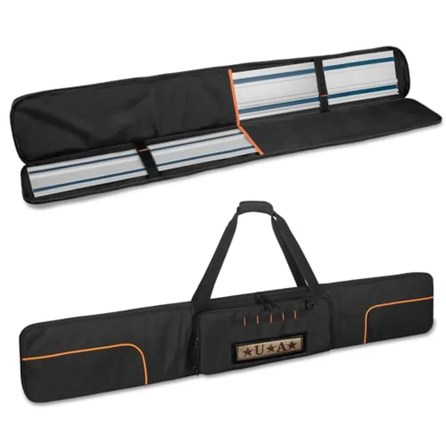 

Мягкая сумка для переноски 2 направляющих шин для дисковых пил - сумка для хранения до 59 дюймов с большим карманом на молнии, совместимая с Milwaukee/DeWalt