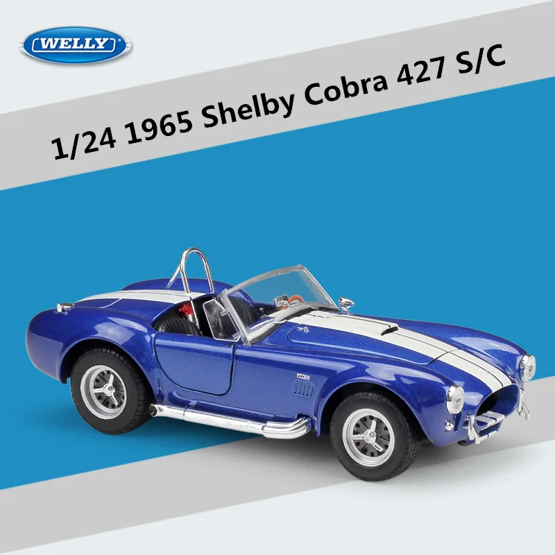 WELLY-Ford 1967 Shelby Cobra 427 S/C Modelo de Carro Esportivo Liga, Diecast Metal, Veículos Automotivos Clássicos, Modelo Simulação, Presentes