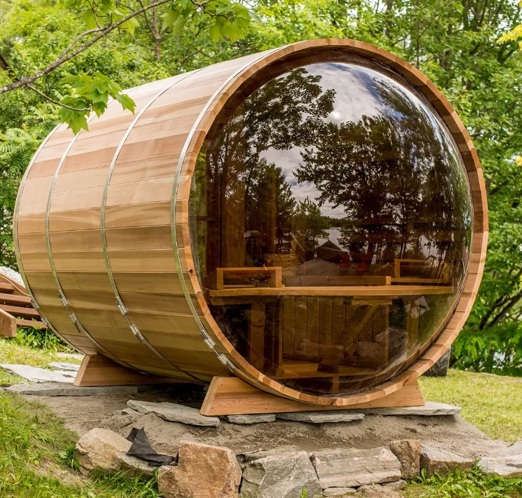 Smartmak Cedar Barrel Sauna Red Cedar Sauna Outdoor Barrel 8 Person