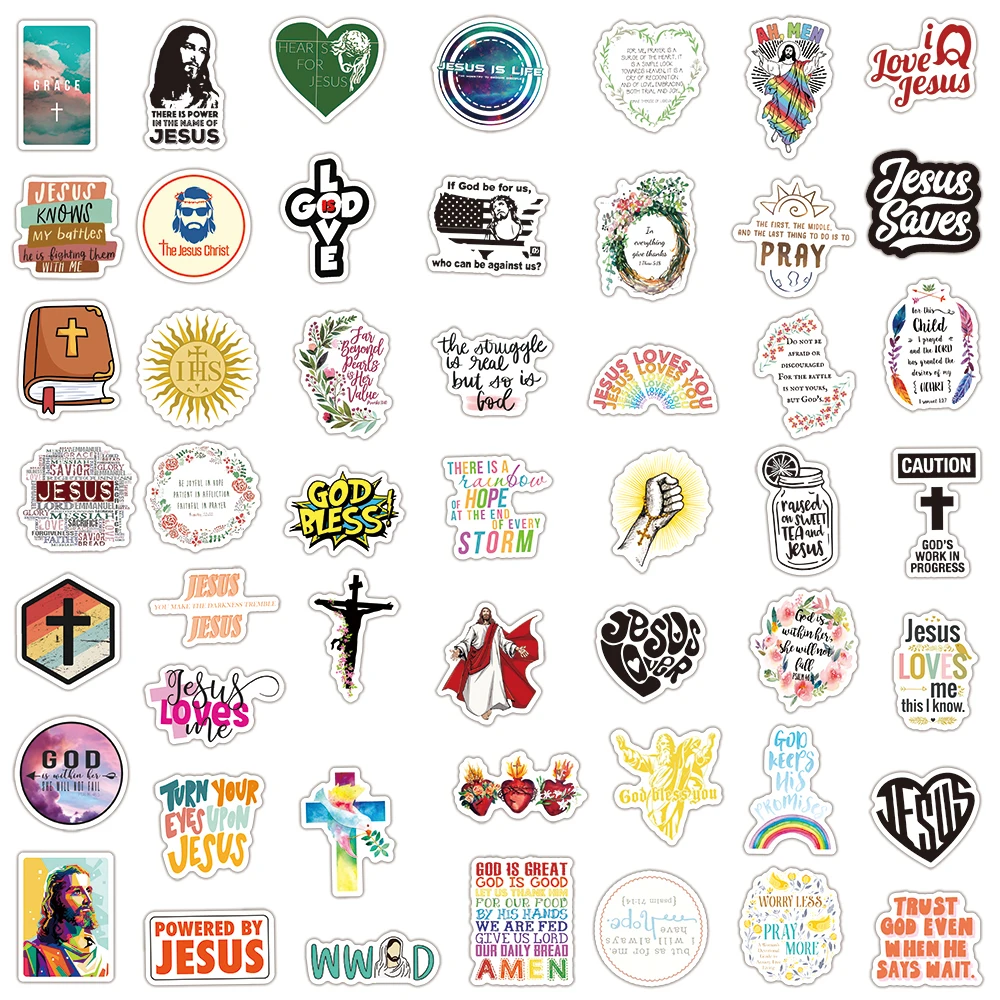 ملصقات دينية مسيحية مسيحية ، لاب توب ، حافظة هاتف ، سجل قصاصات سيارة ، ثلاجة ، حقائب أمتعة ، شارات حائط جرافيتي ، هدية ، 50 *
