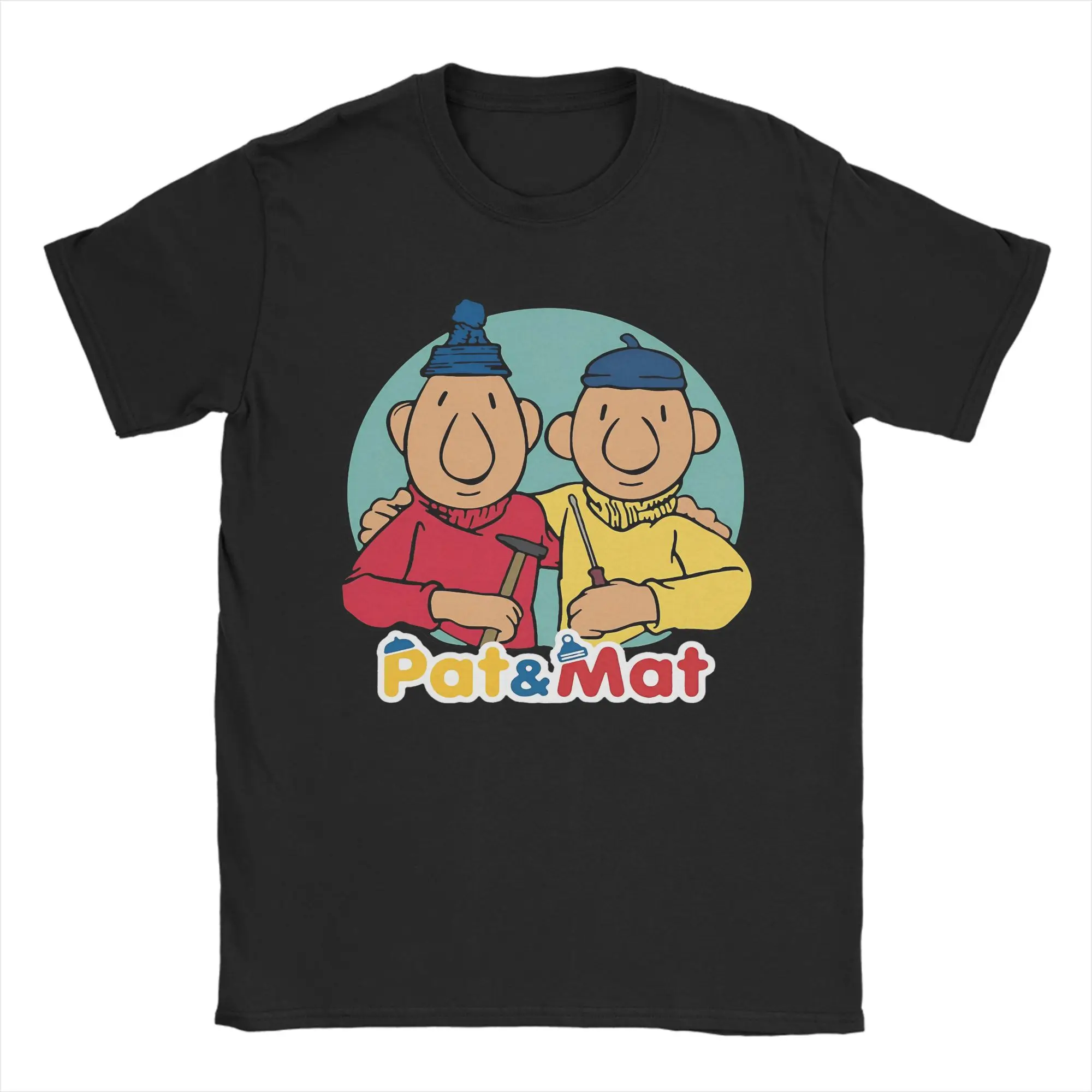 

Men Pat and Mat Czechoslovak Cartoon Anime T Shirt Pure Cotton Clothes Vintage Short Sleeve Round Neck Tees Printing T-Shirt