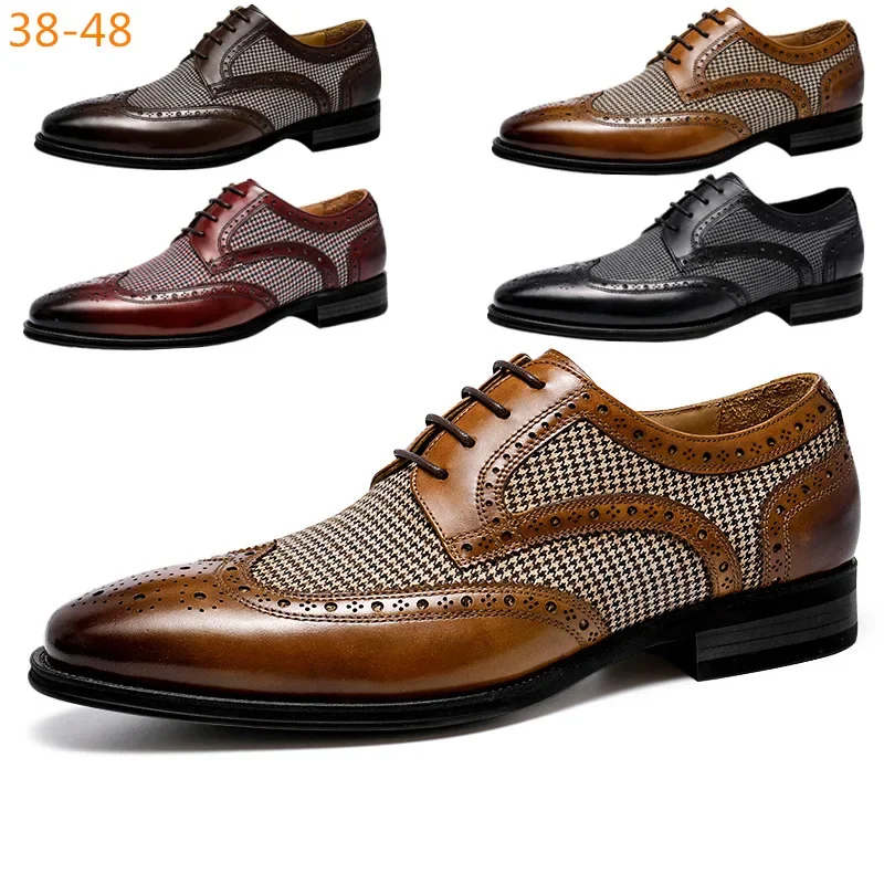 Men's Dress Shoes Leather Ventilation Fashion Bullock Men Shoes Man Male Formal Business Casual Spring Designer Shoes for Men