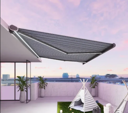 

Retractable 6m Electric Patio Sunshade for Outdoor Coffee Shops Windproof Extendable Side Awning Remote Control Gardens Hotels