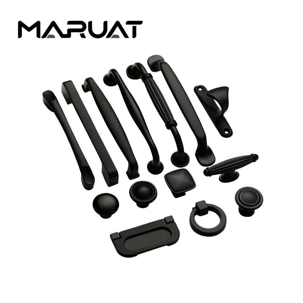 MARUAT Black Handles Furniture Cabinet Knobs Muebles Handle Kitchen Handles Drawer Knobs Cabinet Pulls Cupboard Handles Knobs