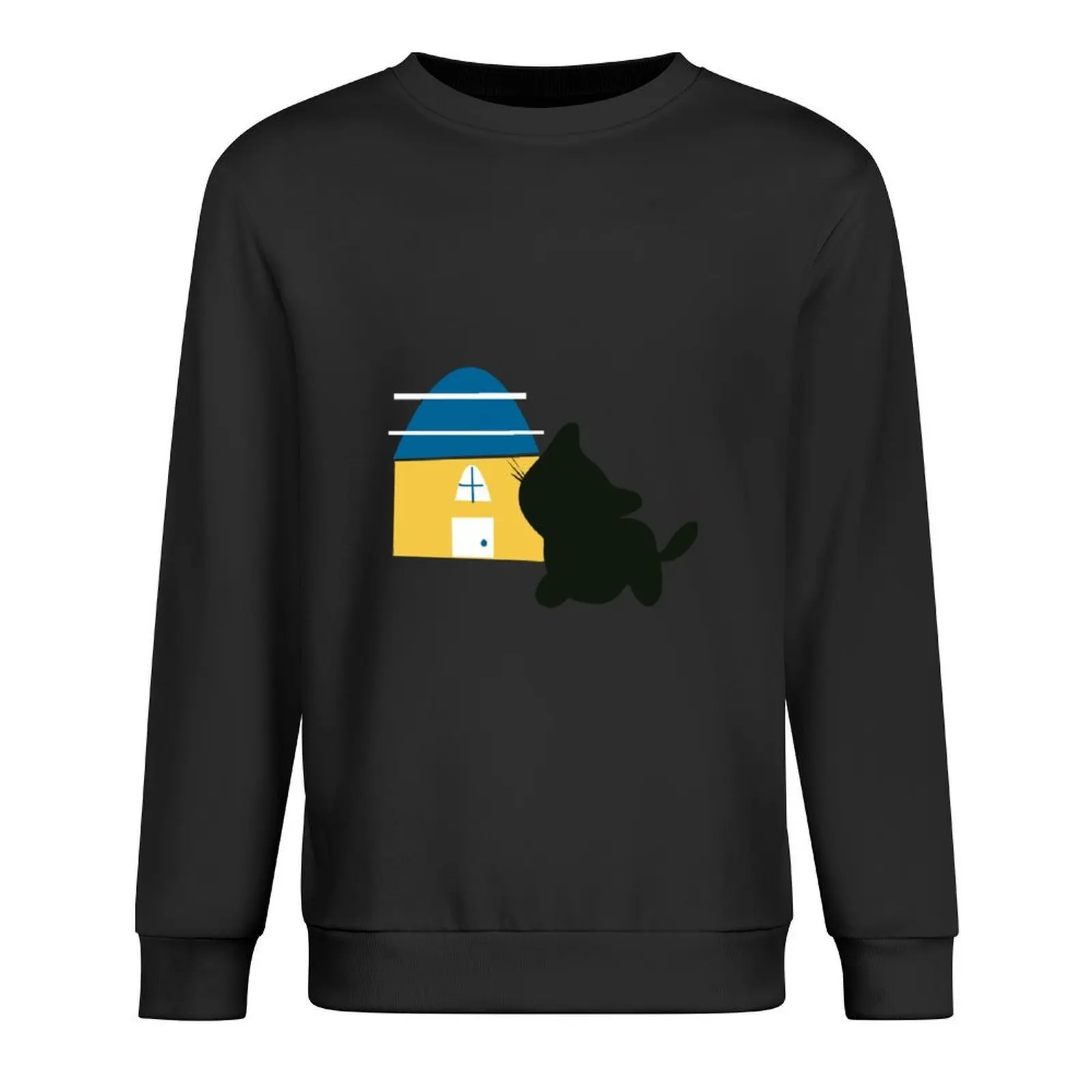 

Black Cat & House Pullover men clothes mens clothing korean clothes male clothes hooded sweatshirt for men