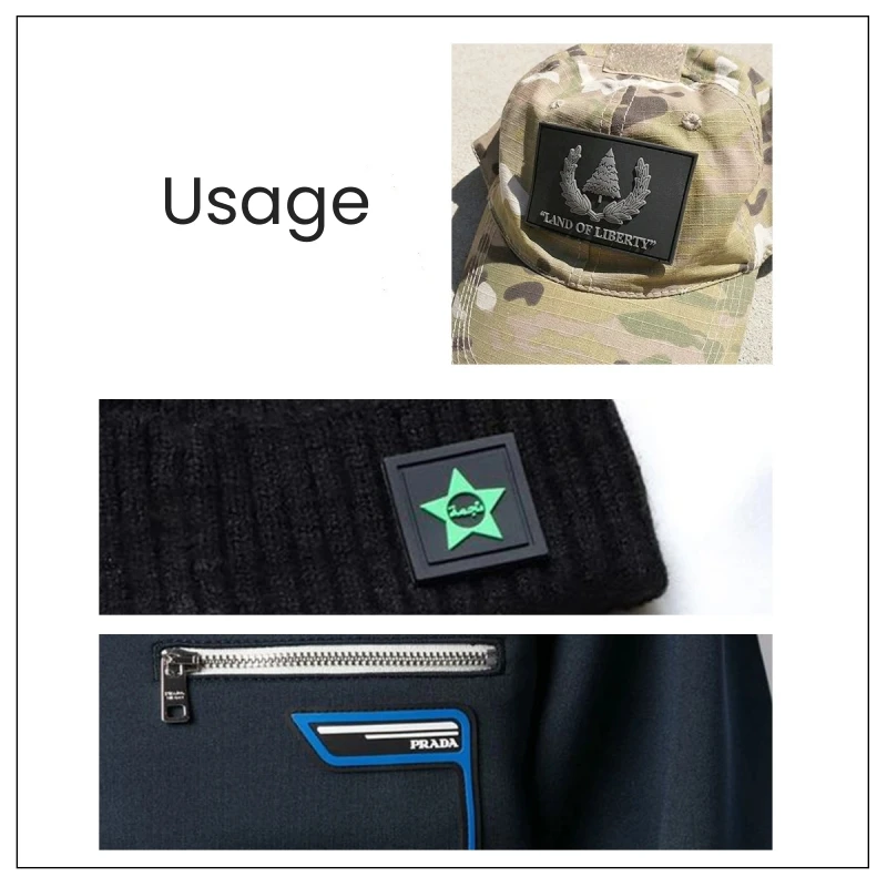 Custom PVC Patches Wholesale 50PCS 3D Silicone Luminous Tactical Badges Personalised Solid Rubber Patch With Hook&Loop Backing