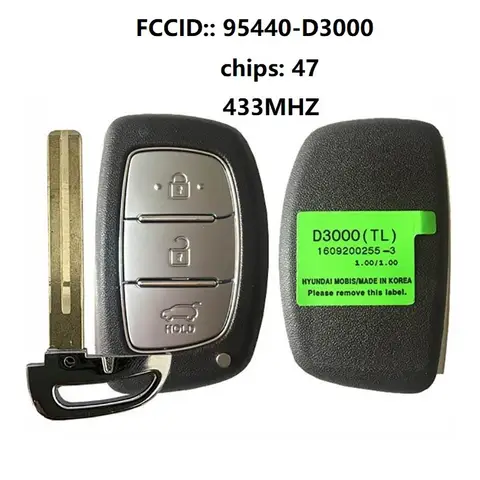 DIYKEY 95440-D3000 ID47 NCF2951X 칩 433MHz 키리스 고 자동차 원격 키 TQ8-FOB-4F11 현대 투손 2014 2015 2016 2017 2018